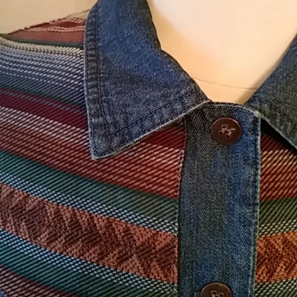 Sharon Young blue denim vest w weaving-sz M - Picture 2 of 6